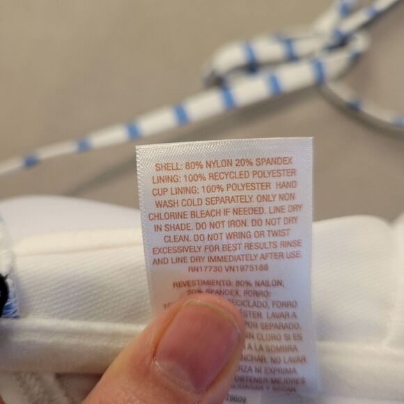 Shade & Shore Striped Blue and White Bikini Top Bra Size 34DD - Picture 4 of 5